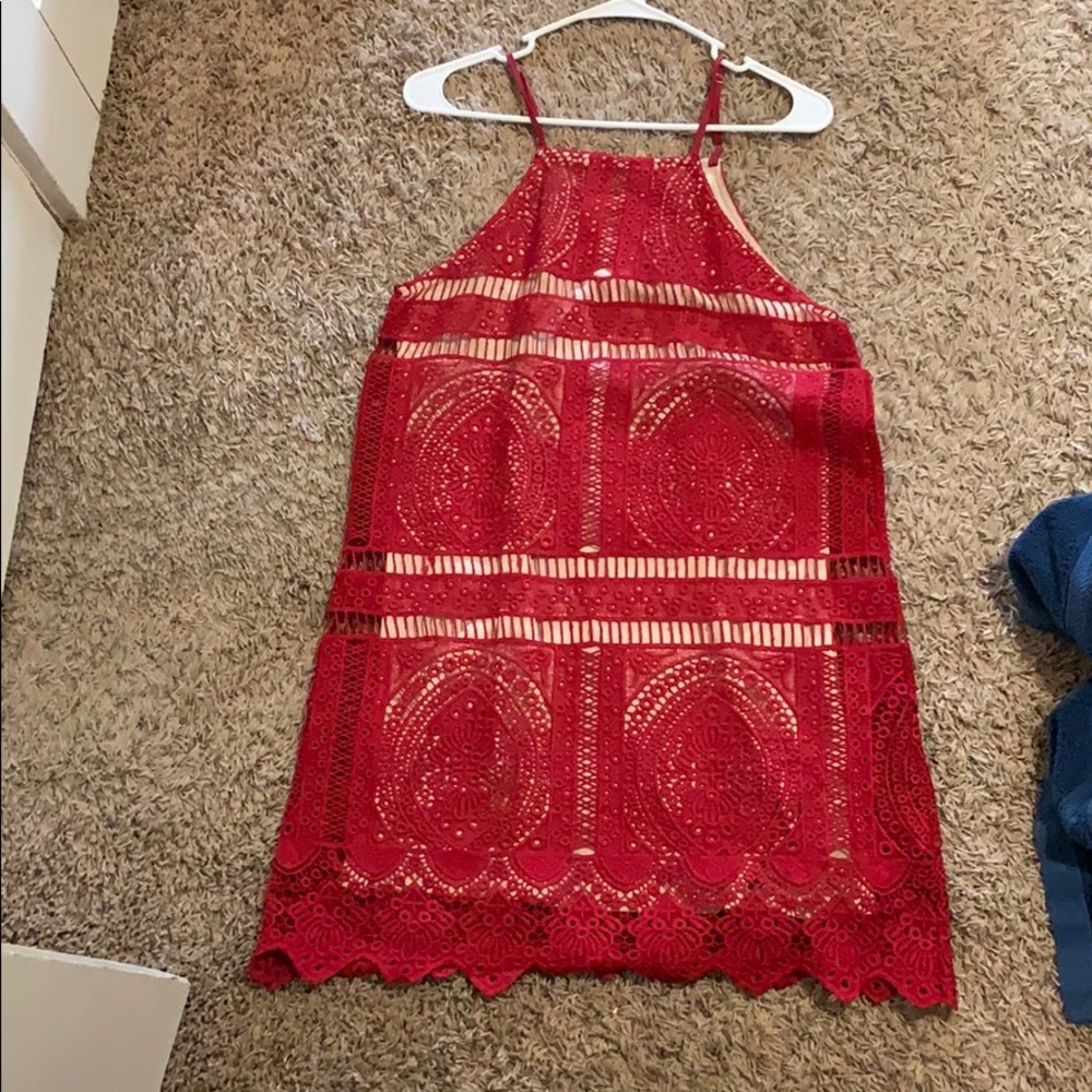 Red lace dress